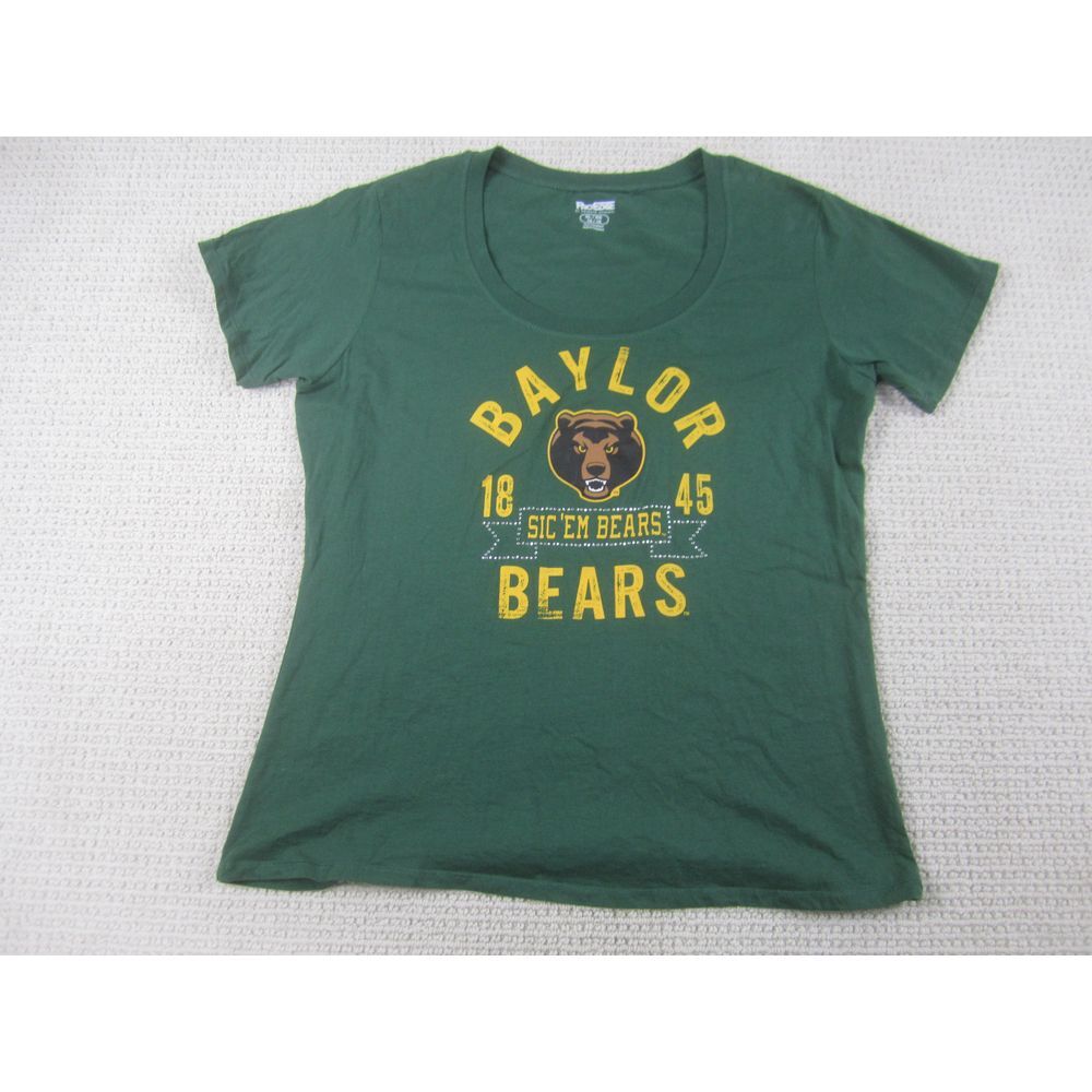 Baylor University Shirt Womens Teens XL Green Cap Sleeve Sic‎ Em Bears Graphic